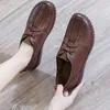 Sapatos casuais mulheres 2024 Spring Lace vintage up Soled Soled Non Slip Flats Oxford Leather Woman solteira solteira