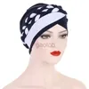 Beanie/Skull Caps India Schwarzweißes Braid Modal Jersey Turban Hats Beanie Motorhaube Canner Islamic Headwear Cancer Chemo Caps Muslim Haarausfall Cover D240429