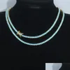 Colliers pendants mode m turquoise pierre pavée collier de chaîne de tennis pour femmes bijoux de style punk hip hop bijoux en gros dhmu9
