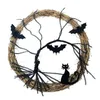 Decoratieve bloemen Halloween -krans voor voordeur verlichte spookachtig feest slingershanger hanger muur indoor outdoor home po rekwisieten horror