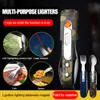 Kreativ personlig present utomhus ficklampa tändare verktyg multifunktion elektronisk vindtät cigarettändare med gaffel