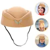 Berets Stewardess Pillbox Hat Felt Flight Attendant Cap Air Hostesses Uniform Plane Cosplay Perform Women