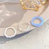 Bandringar 17 km 3-stycken/set akryl ring pärla transparent söt och romantisk uppsättning fashionabla smycken kvinnor 2022 gåva Q240429