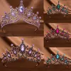 Tiaras 8 Colors Baroque Vintage Big Crystal Tiara Women Wedding Girls Birthday Party Punk Fashion Dress Crown Hair Accessories