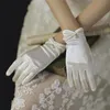 Five Fingers Gloves Women Wedding Bridal Short Satin Full Finger Wrist Length Costume Prom Party Classic Black White Red5599407