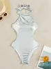 Women's Swimwear Sexy Cut Out PU Faux Leather Backless Monokini One Piece Swimsuit Women Female High Bather Bathing Suit Swim K5398