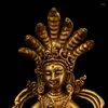 Dekorativa figurer 4 "Tibetansk tempelkollektion gammal lila brons förgylld nagarjuna orm mor fem cobra dyrkan buddha stadshus exorcism