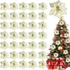 Fleurs décoratives 5pcs 4 pouces de Noël paillettes poinsettia ornements en soie artificielle pour les couronnes d'arbres dorées Garland Holiday Decor