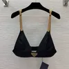 Tvådelad kläddesigner Triangellogo Set Buckle Shoulder Strap Triangle Cup Suspender Top+High midjed Stora fell SIDA DUMPER Lång kjol