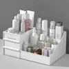 Organizador de cosméticos 1 Desktop Care Maquiagem branca Caixa de pele de prateleira Caixa de pele e organização de gavetas de plástico Cosméticos Tabela de dormitório Q240429