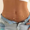 B95T Taillenkettengürtel Sommer Neue Boho Minimalist Multilayer Taillenperlen für Frauen Mode geometrische Pailletten sexy Körperbauchkette Schmuck Accessoire D240430