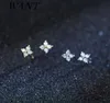 WANTME Real 925 Sterling Silver Minimalist White Zircon Fourleaf Clover Mini Small Stud Earrings for Women Teen Girl Jewelry 21058670475