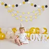 Party Decoration 3pcs Set 16 4ft Black White Gold Paper Card Triangle Banner 13ft Personalized Pennant