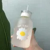 Wasserflaschen Glasbecher Kessel trinken mit Deckel Matt Textur Strohbehälter