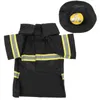 Hundebekleidung Santa Claus Outfit Feuerwehrmann Kostüm Katzen Cosplay Fireman Welpenjacke Mantel mit Feuerwehrhutgröße S Schwarz