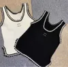 Anagram-Embroidered Women Tanks Camis Baumwoll-Blend-Tanktops zwei C-Buchstaben Designer-Röcke Yoga-Anzug Kanalkleid Bra Vest Ladies Solid Vintage T-Shirt Femme C666688