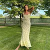 Casual Dresses Summer Women Floral Print Spaghetti Strap Bodycon Dress Sleeveless Fishtail Slip Elegant Y2K Long