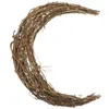 装飾的な花smilax rattan moon shaped wreath christmas making rings decoration