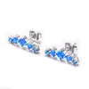 Boucles d'oreilles Stud Jellystory Luxury Silver 925 18 mm Blue Opal Gemstone Foe Femmes Mariage de vente Fin Bijoux Cadeaux