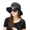 Berets Unisex Sommer Sonnenschutzweite Rand Eimer Hüte Frauen Männer UV Schutz wasserdichte Panamamaps Jagd Sonnenfischer Hut