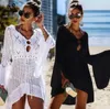 2019 Crochet White malha de malha de praia Túnica longa pareos bikinis Coverp ups Swim Swim Cover Up Plage Beachwear Y2007063562037
