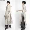 Vêtements ethniques 2024 Style chinois Qipao Sans manches longues améliorées Cheongsam Femmes Robe traditionnelle Collier de mandarine élégante Vestidos