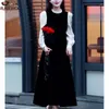 Robes décontractées automne basique Wear Corée Chic Vestidos Vestidos Femmes Patchwork Patchwork élégant Bureau Lady Retro Stand Collar Black Long