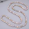 Hänge halsband gg naturlig pärla lila rosa keshi barock tröja kedja lång halsband klassiker för kvinnor lady smycken