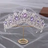 Diadration Barock Luxus Elegante Königin Prinzessin Tiara Kronen Purpur Pink AB Crystal Tiara für Frauen Hochzeit Kopfschmuck Haar Schmuck