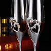 Crystal Diamond Heartshaped Champagne Cup 세트 Bubble Goblet Glass Wedding Gift Pain Wine Glasses 240429