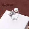 Clusterringe Qiaobege 925 Silber Original Montage Pearl Ring Leere Design für Frauen Schmetterling DIY Accessoire -Komponente