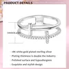 Pierścienie zespołowe fansliver 925 Srebrny pierścień 18K platynowy ocynkowana moda płaski wzór startowy hurtowa biżuteria damska Q240429