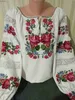 Frauenblusen Hemden Blume bedruckte Laternenhülse bohemian Hemd Sexy Spitze Quaste O-Neck Hollow Damen Top Frühling Sommer Herbst Winter Chic Shirtl2405