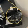 Portable Women Designer Mini Round Cake Bag Glossy Patent Leather 16cm Circle Handbag Gold Hardware Matelasse Chain Wallet Shoulder Cross Bags Luxury Coin Purse