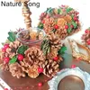 Держатели свечей рождественские держатели на венках красные ягоды Pinecone Candlestic