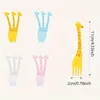 Forks 1set/2set Cartoon Mini Fruit Fork Lunch Bento Choose Giraffe Cute Box Decoration Reusable