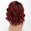 Fiber Curly Wig Inner Womens Hair Chemical Wig Rose Red Net Kort huvudbonader