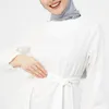 Abbigliamento etnico abiti africani solidi per donne modeste maniche lunghe veste rotonde maxi vestidos abaya dubai abito di self cintura femmina musulmana