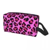 Cosmetische tassen Neon paarse en roze luipaard naadloze patroon toilettas voor dieren cheetah make -up organisator dames schoonheid dopp box