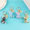 Keychains Lanyards 2022 NOUVEAU 8 couleurs Crystal Bear Keychain Cartoon Rhingestone Animal Kechechains Femme Charmes Pendant Men Car Key Ring Gift Q240429