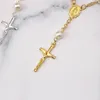 Link braccialetti cattolico catena di dito croce mini rosario battesimo rosari facromalare braccialetto perle per favori