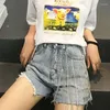 Women's Shorts Female Hole Denim 2024 Summer High Waist Slimming Drilling Fringed Ripped Wide Leg Pants Jeans