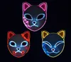 Fox Mask Halloween Party Japanse anime cosplay kostuum LED Festival Favors Face Light Masks DHLA079752196