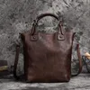 Umhängetaschen Ihre Saison 2024 Vintage Ladies echter Ledereimer Handtasche Erste Schicht Kuhspanner Frauen vielseitige große Kapazität