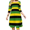 Robes décontractées Jamaica Flag Robe Sumy Sexy Black Yellow Green Stripes Elegant Womens Aesthetic Overs Dizedized Birthday Gift