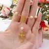 Link braccialetti cattolico catena di dito croce mini rosario battesimo rosari facromalare braccialetto perle per favori