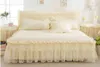 Jupe de lit de lit en dentelle beige princesse en dentelle 3pcSet roux de lit
