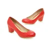 Pompe Lady Pearlescent semplici tacchi quadrati scarpe rotonde di punta plus size 34-43 blu rossa Zapatos de Mujer Bold Slip-ons 240429