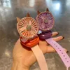 Electric Fans Cute Watch Mini Folding Fan Diamond Cat Ear Cartoon Wrist Electric Fan Portable Outdoor Silent USB Laddning Lämplig för Childrenwx