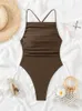 Kobiety stroju kąpielowego One Piece Kobiet Kobiet Kobiet zorganizował 2024 Solid Sling Sexy Monokini Bodysuit Kąpiec na kobiecą letnią plażę